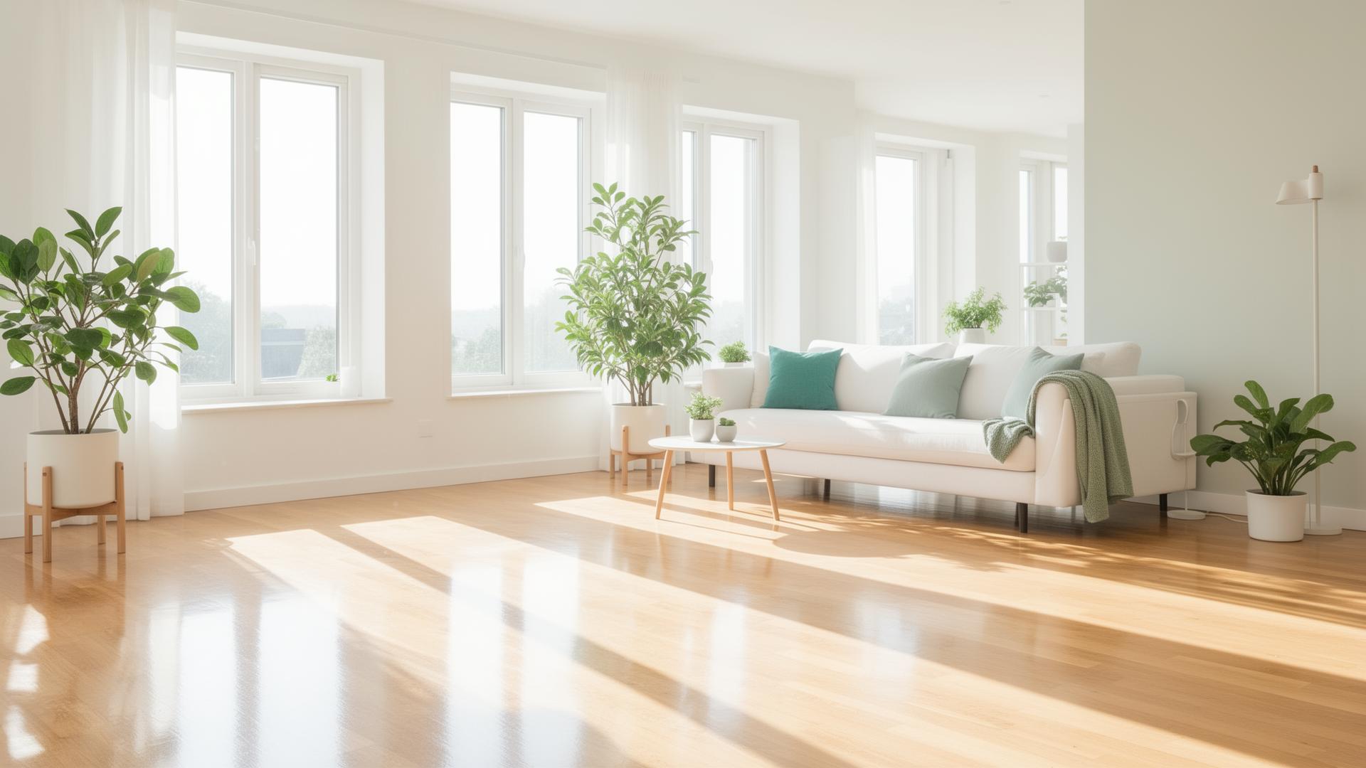 Bright, freshly cleaned modern living room